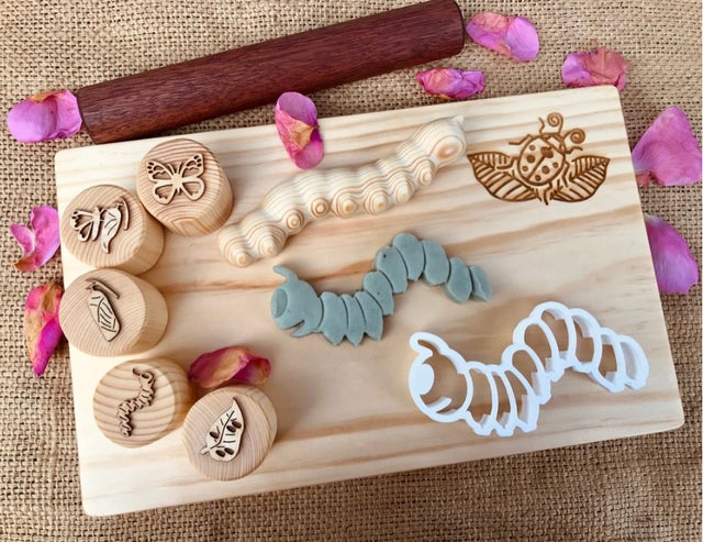 Wooden Playdough Stamps, African Animals